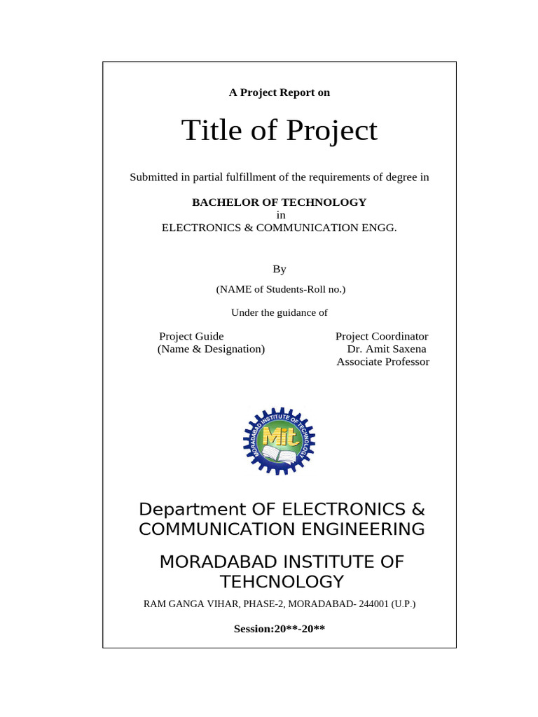 B.Tech Project Report: ECE Overview | PDF | Typefaces | Times New Roman