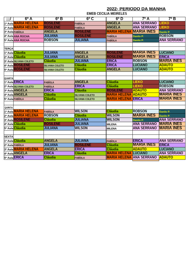 Horario Diurno - 2022 Corrigido e Atualizado | PDF | Programas | Microsoft