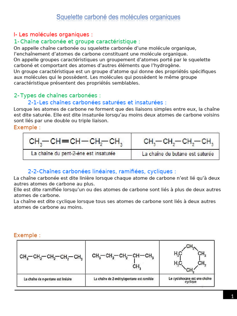 Types de chaînes carbonées en chimie | PDF | Alcane | Alcène