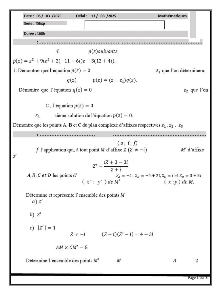 Polynômes et Applications Complexes | PDF | Nombre complexe | Analyse ...