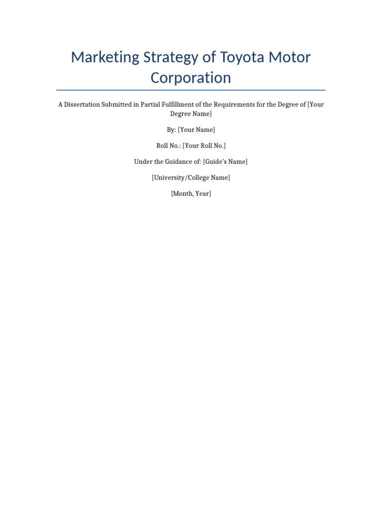 Toyota's Comprehensive Marketing Strategy | PDF | Marketing | Business