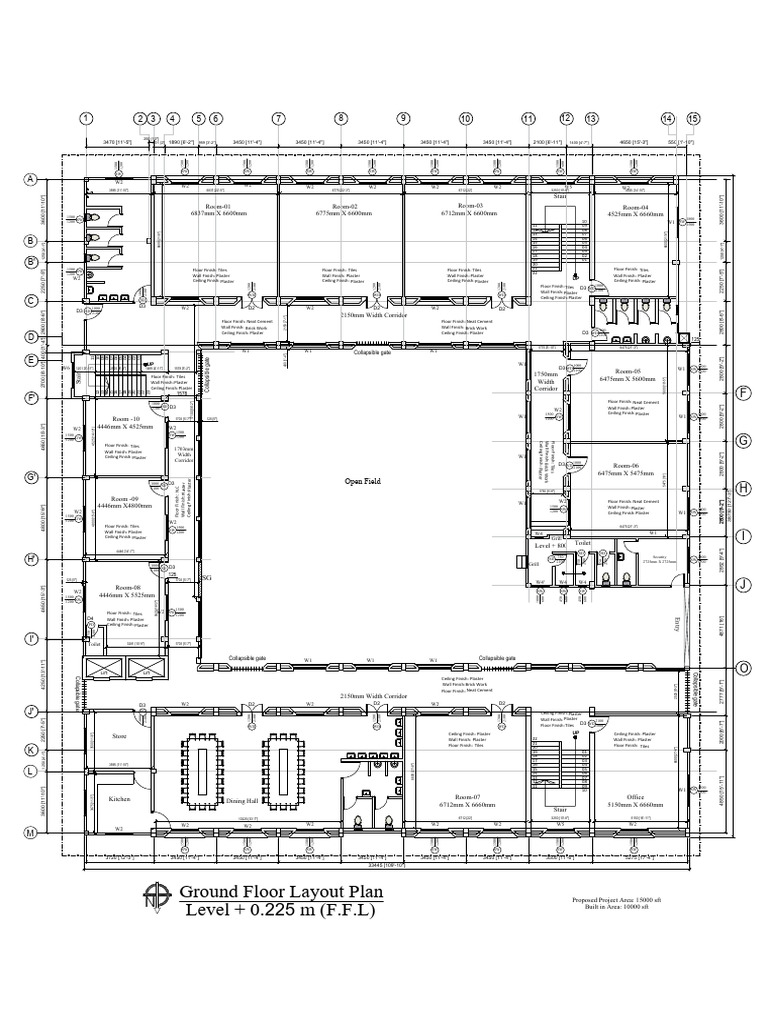 Ground Floor Layout Plan Details | PDF | Tile | Plaster