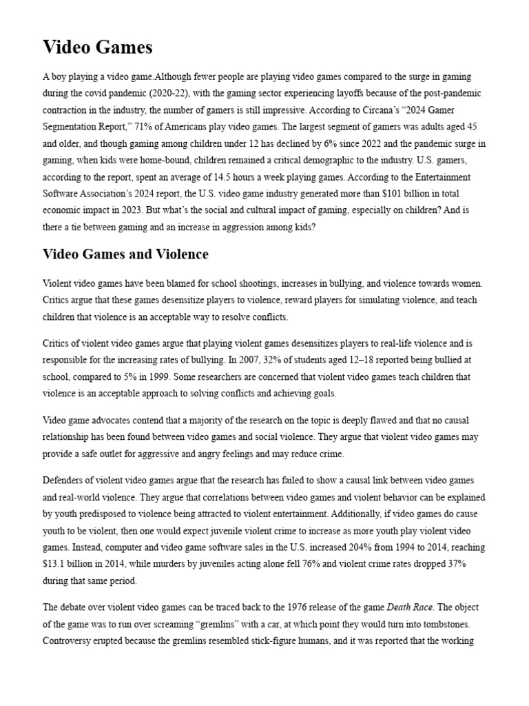 Video Games and Their Social Impact | PDF | Violence | Aggression