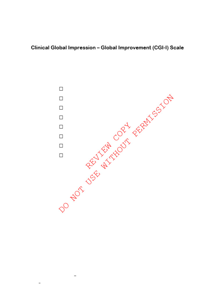 CGI-I Scale for Patient Improvement | PDF