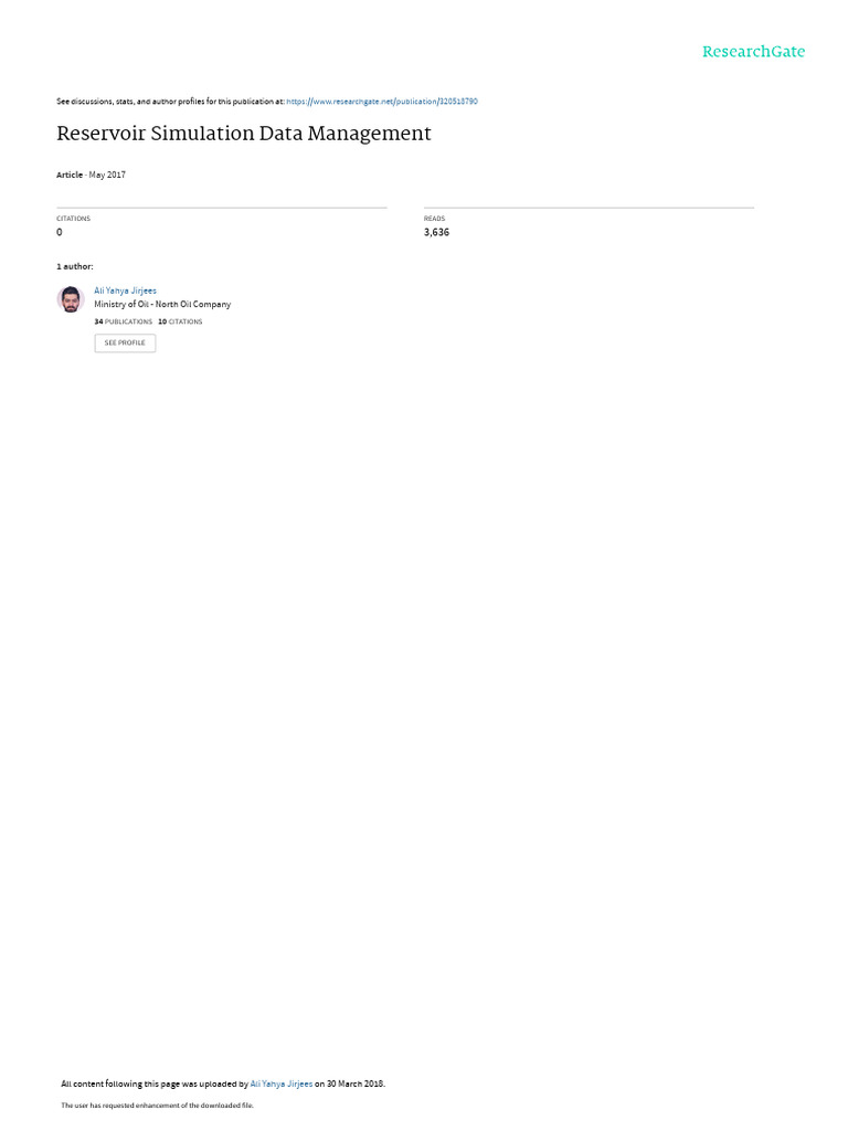 Paper - Reservoir Simulation Data Management | PDF | Petroleum Reservoir |  Simulation