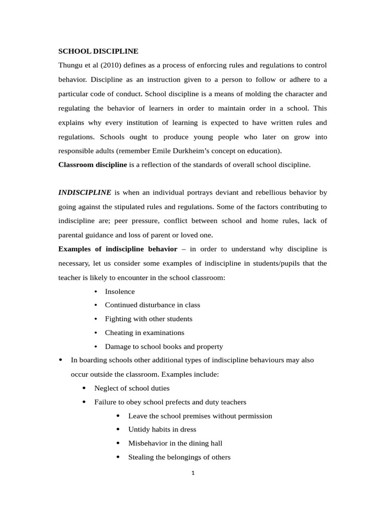 SCHOOL DISCIPLINE, Notes | PDF | Disciplines | Teachers