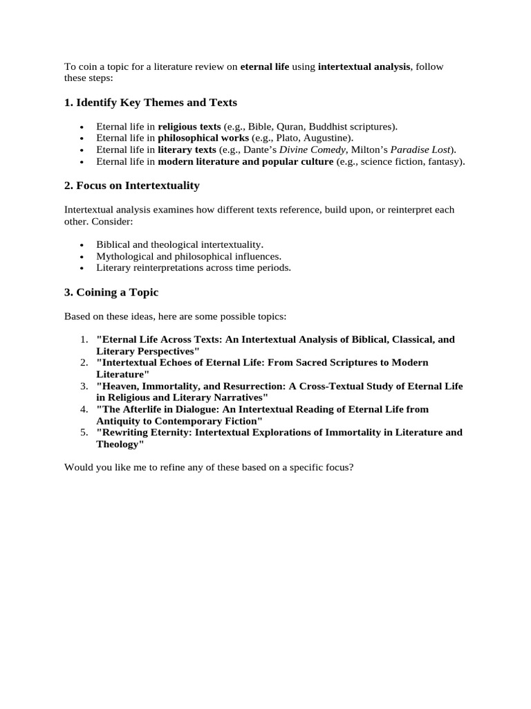 Intertextual Analysis of Eternal Life | PDF