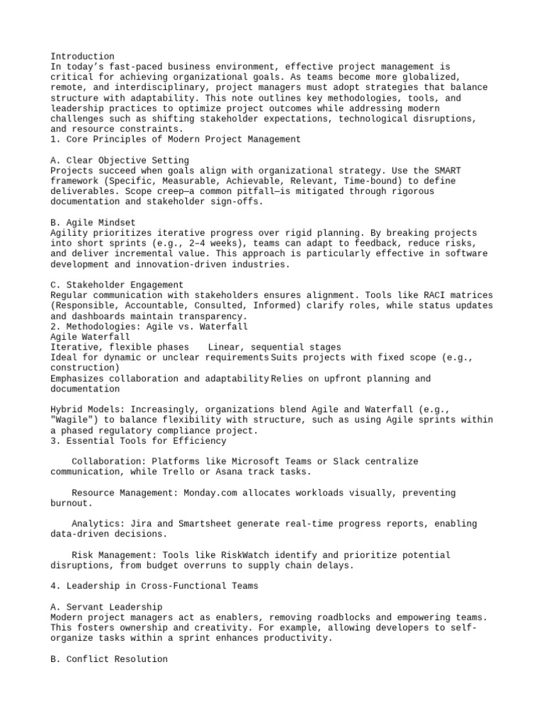 Modern Project Management Strategies | PDF | Agile Software Development ...