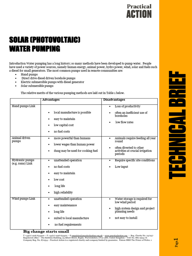 Solar Water Pumping Solutions Guide | PDF | Pump | Electric Motor