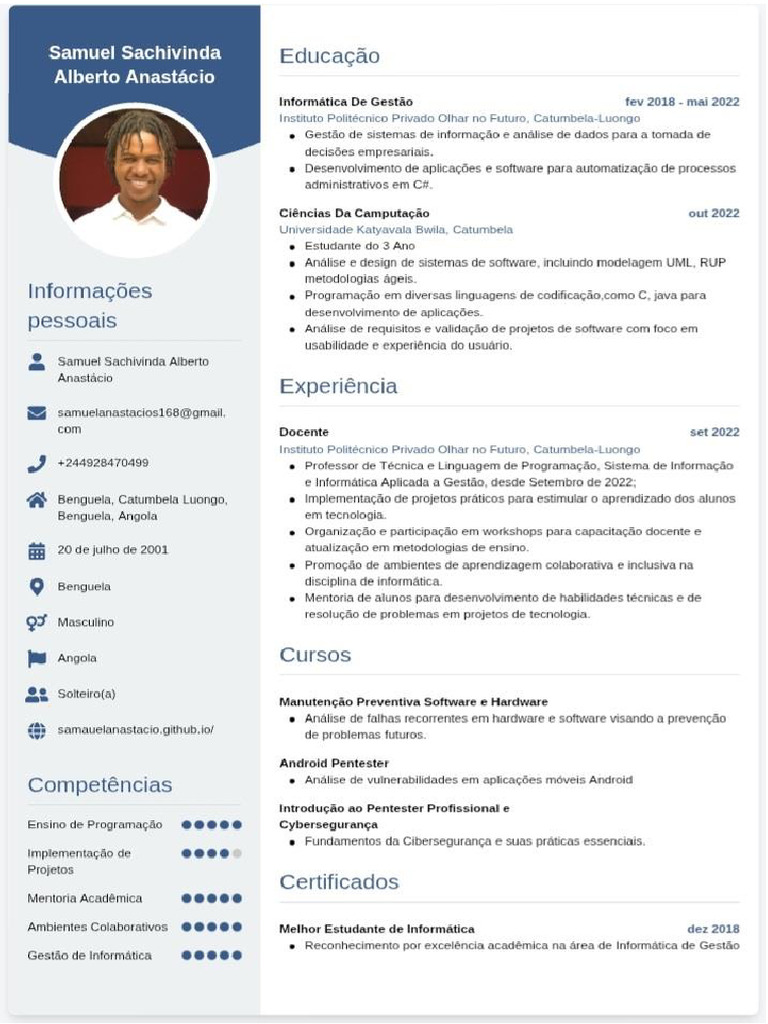 Cv-Samuel Anastácio | PDF