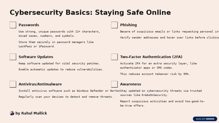 Cybersecurity Basics Staying Safe Online | PDF