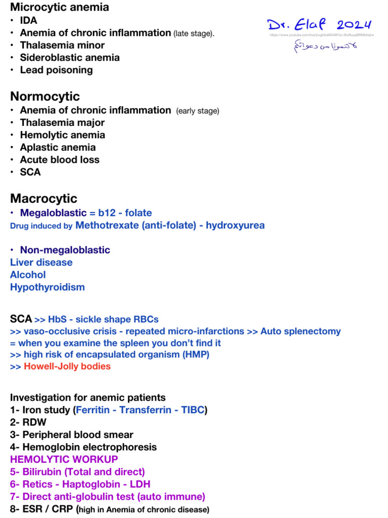 Comprehensive Guide to Anemia Types and Management | PDF | Anemia ...