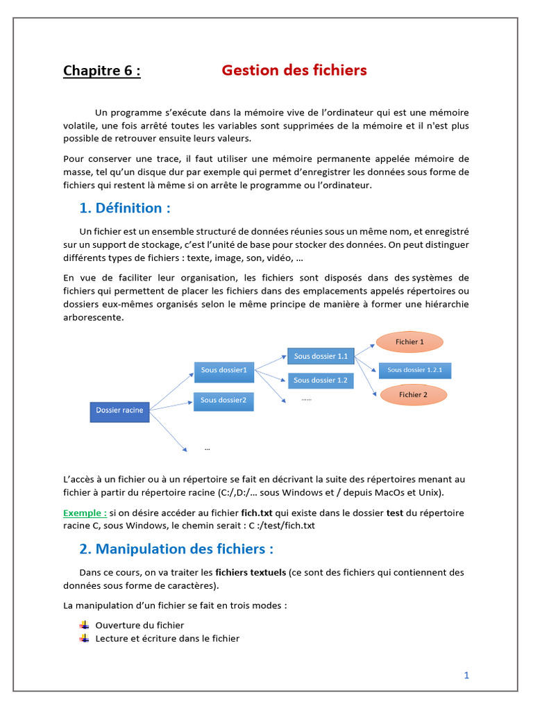 Gestion et manipulation des fichiers | PDF | Fichier informatique ...