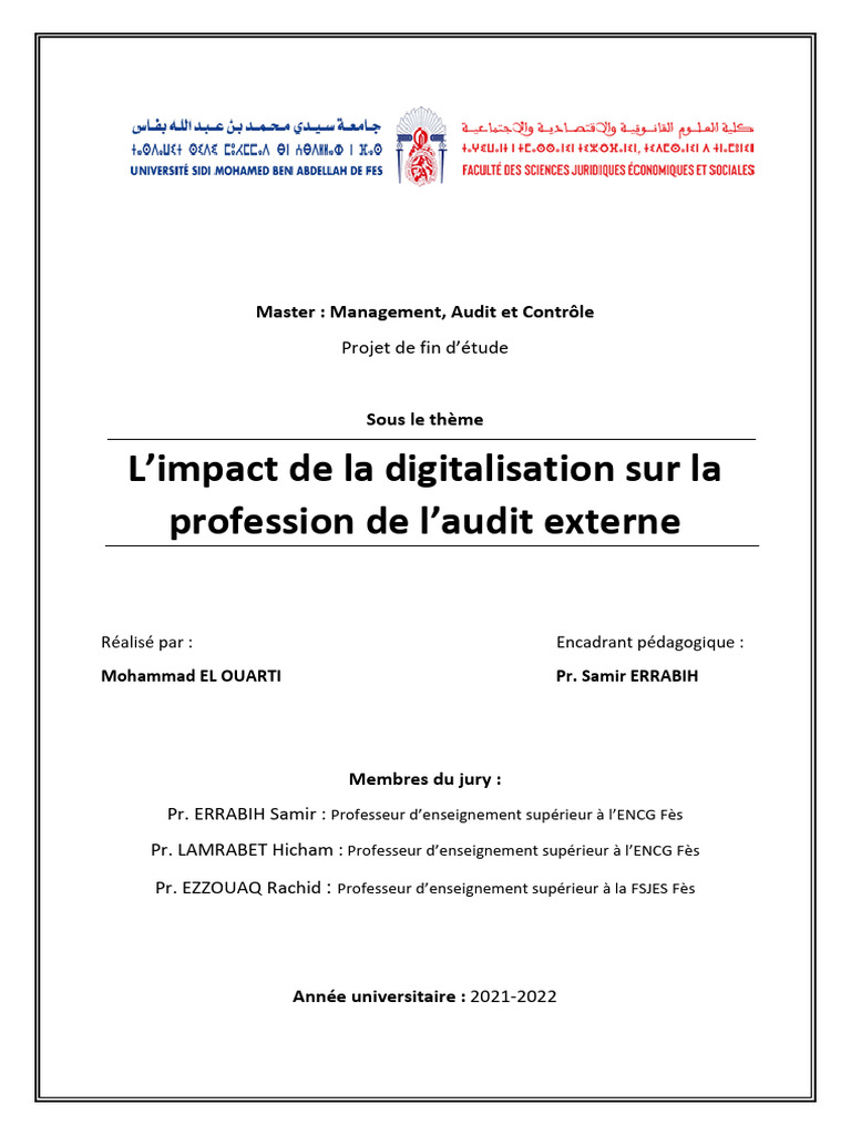 Impact de la digitalisation sur l'audit externe | PDF | Audit ...