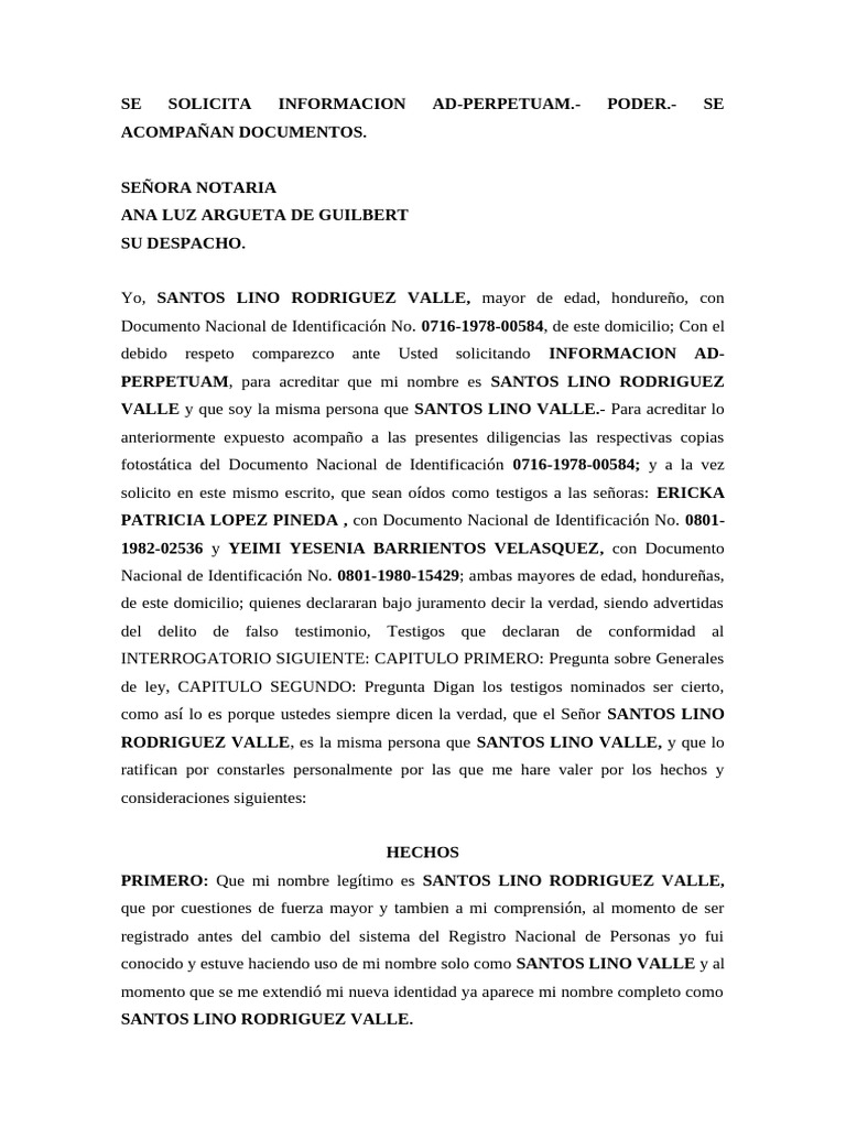 Se Solicita Informacion Ad Perpetuam | PDF | Testigo | Justicia