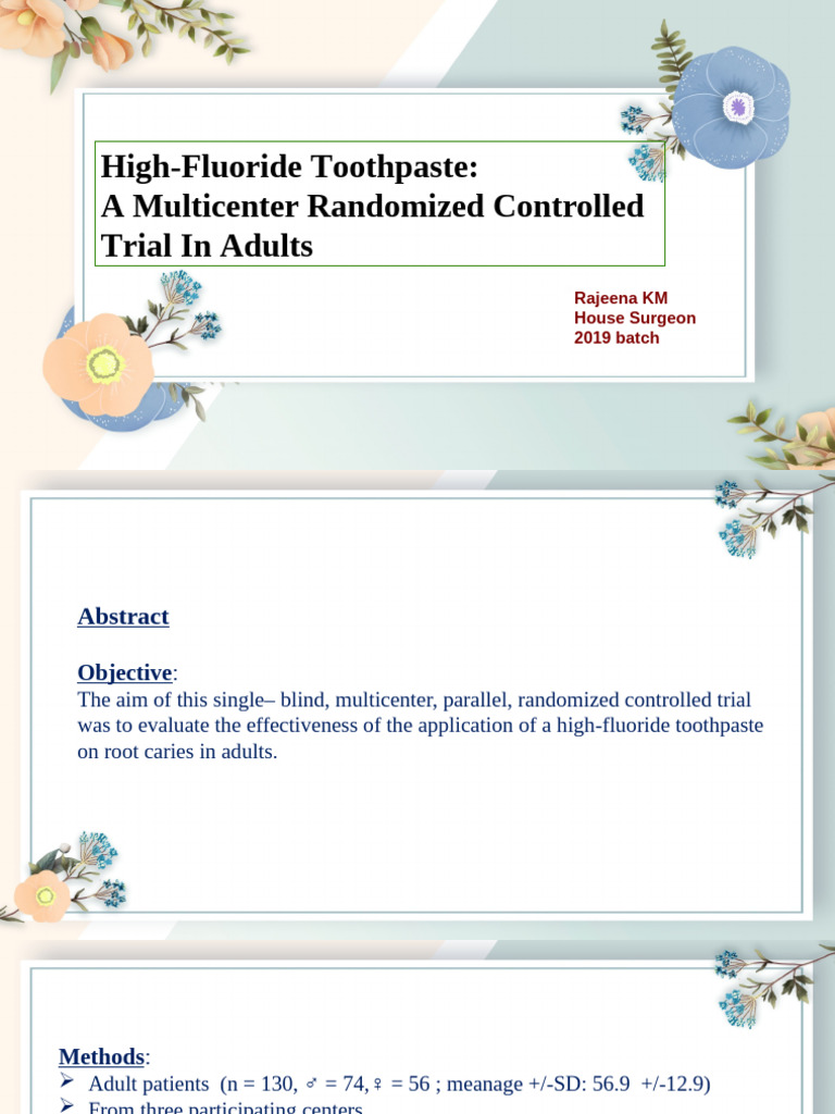 High-Fluoride Toothpaste for Root Caries | PDF | Student's T Test ...