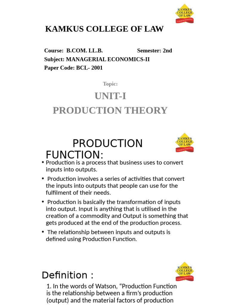Ecoiiunit1 | PDF | Production Function | Factors Of Production