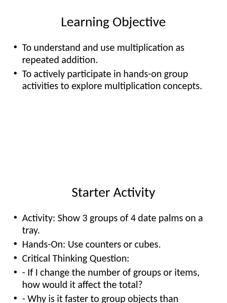 Understanding Multiplication Through Activities | PDF