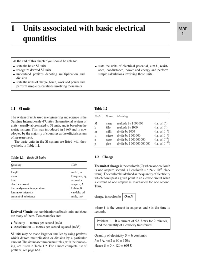 Basic Electrical Units and Calculations | PDF | International System Of ...