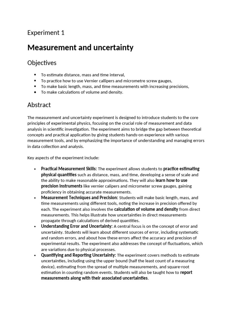 Measurement and Uncertainty in Physics | PDF | Observational Error ...