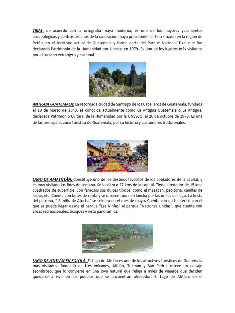 Lugaresturisticosdeguatemala 151021000531 Lva1 App6891 | PDF | Guatemala