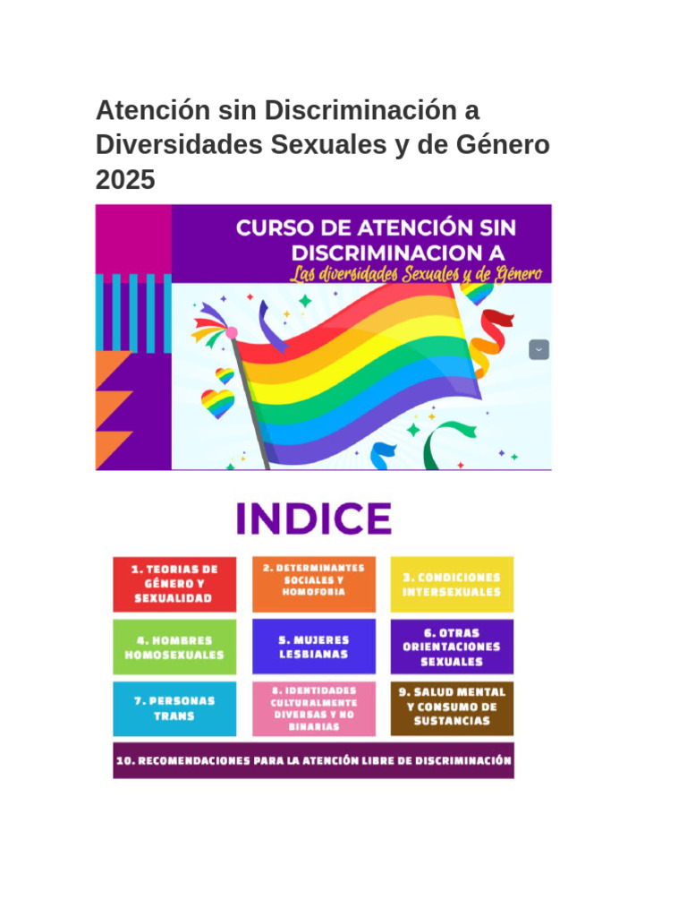 Atención Sin Discriminación A Diversidades Sexuales y de Género 2025 ...