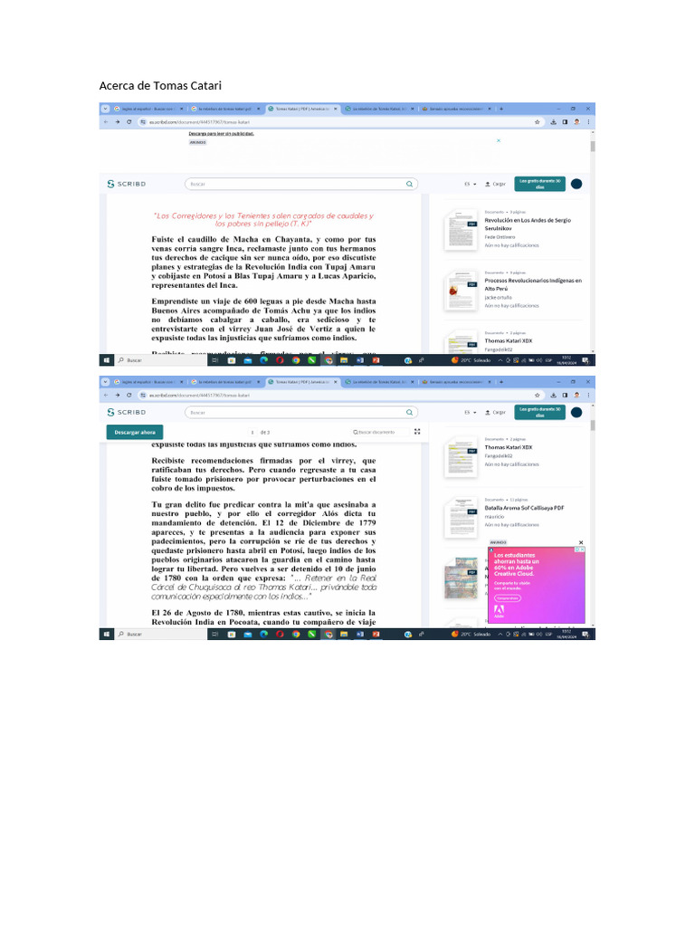 Acerca de Tomas Catari | PDF