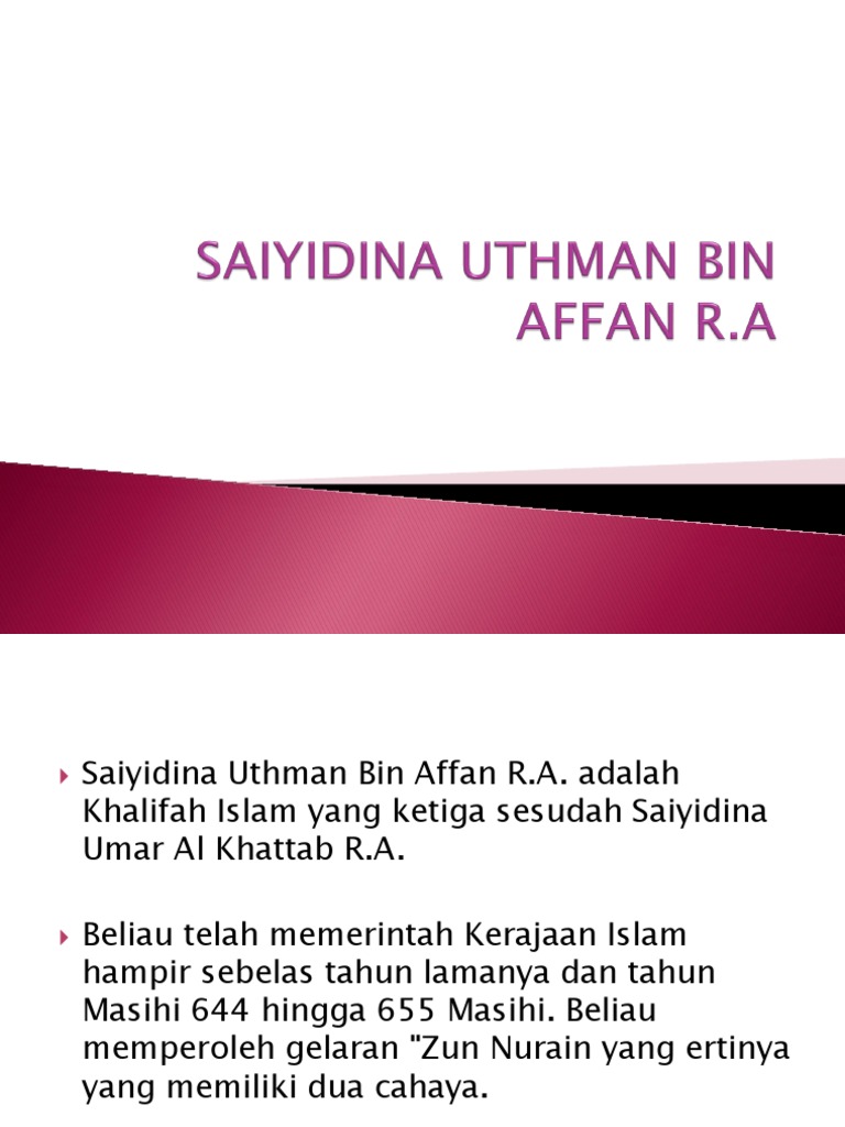 Saiyidina Uthman Bin Affan R  PDF