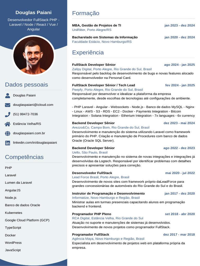 Douglas Paiani: Desenvolvedor FullStack PHP | PDF | Php ...