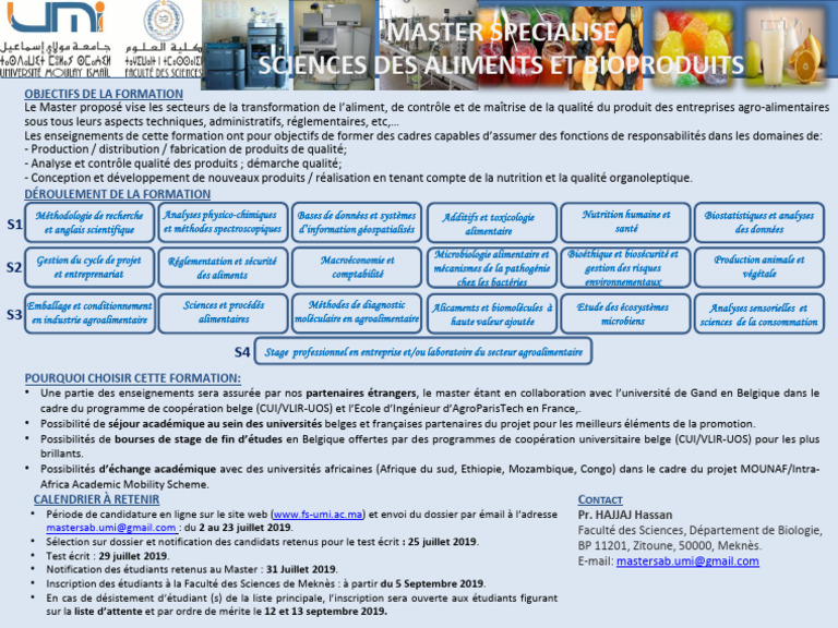 Master en Sciences des Aliments et Bioproduits | PDF | Industrie ...