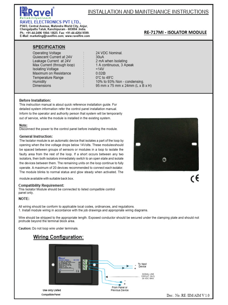 RE-717MI Fault Isolator Module Guide | PDF | Electrical Circuits ...