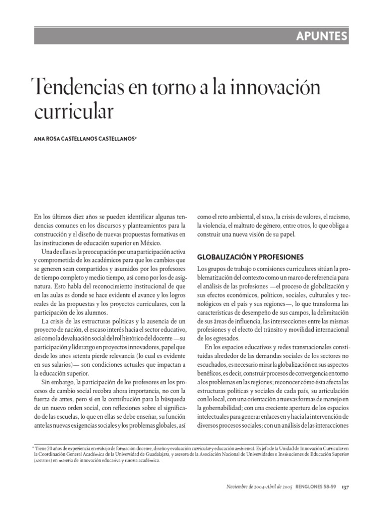 Innovación Curricular en Educación Superior | PDF | Plan de estudios ...
