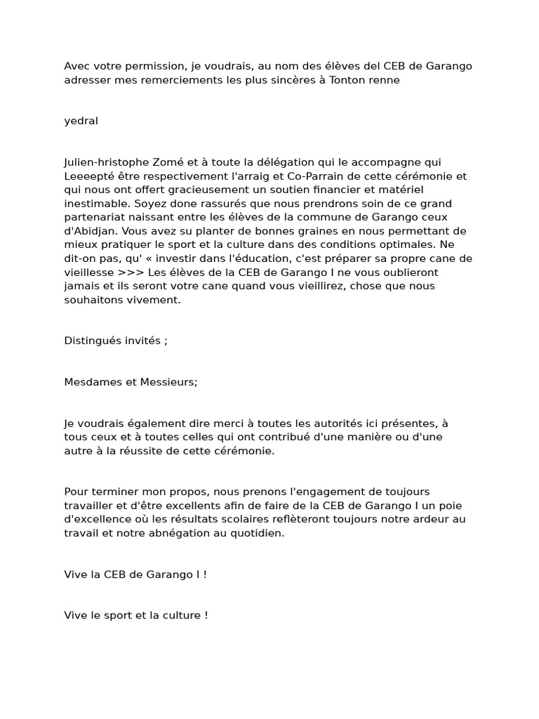 Remerciements aux partenaires de Garango | PDF