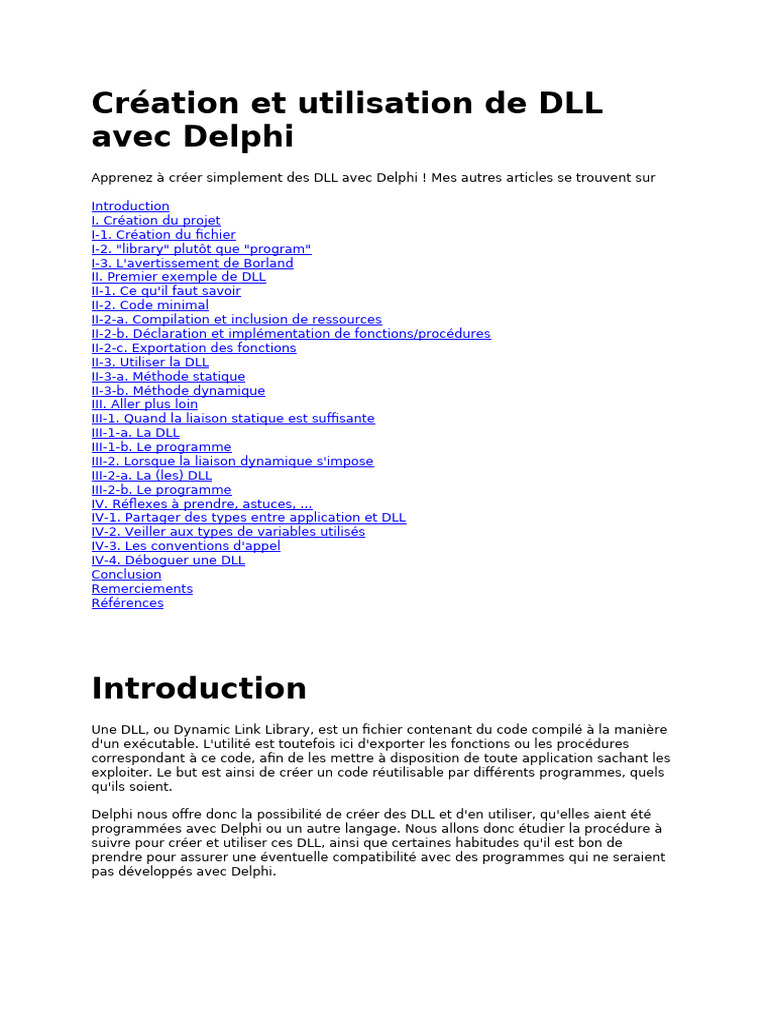 Créer et utiliser des DLL avec Delphi | PDF | Bibliothèque logicielle ...