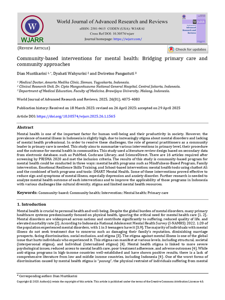 Community-Based Mental Health Interventions | PDF | Mental Health ...
