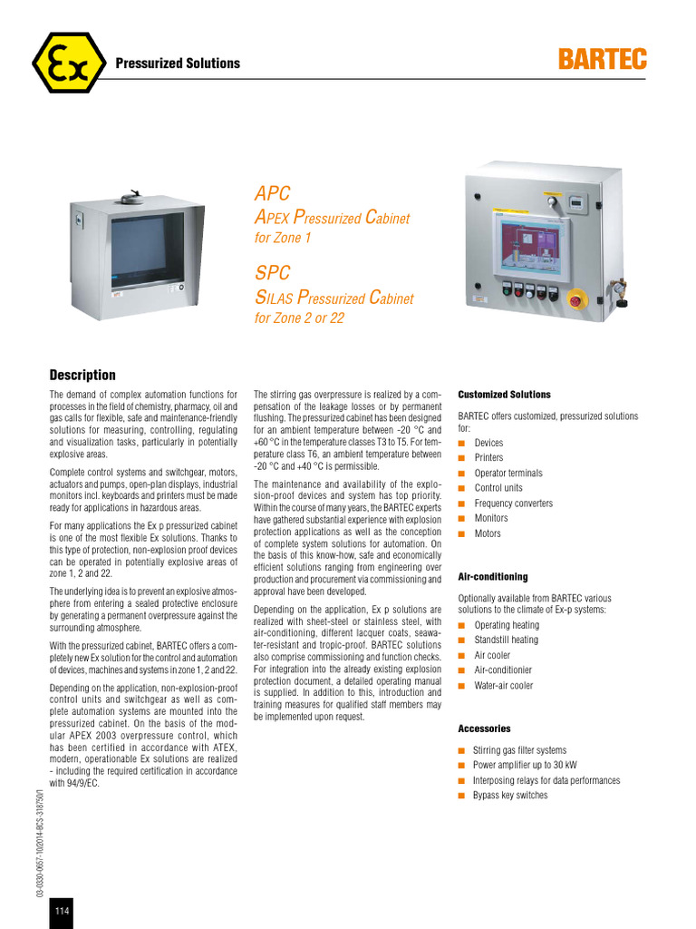 BARTEC Pressurized Solutions Overview | PDF | Automation | Equipment