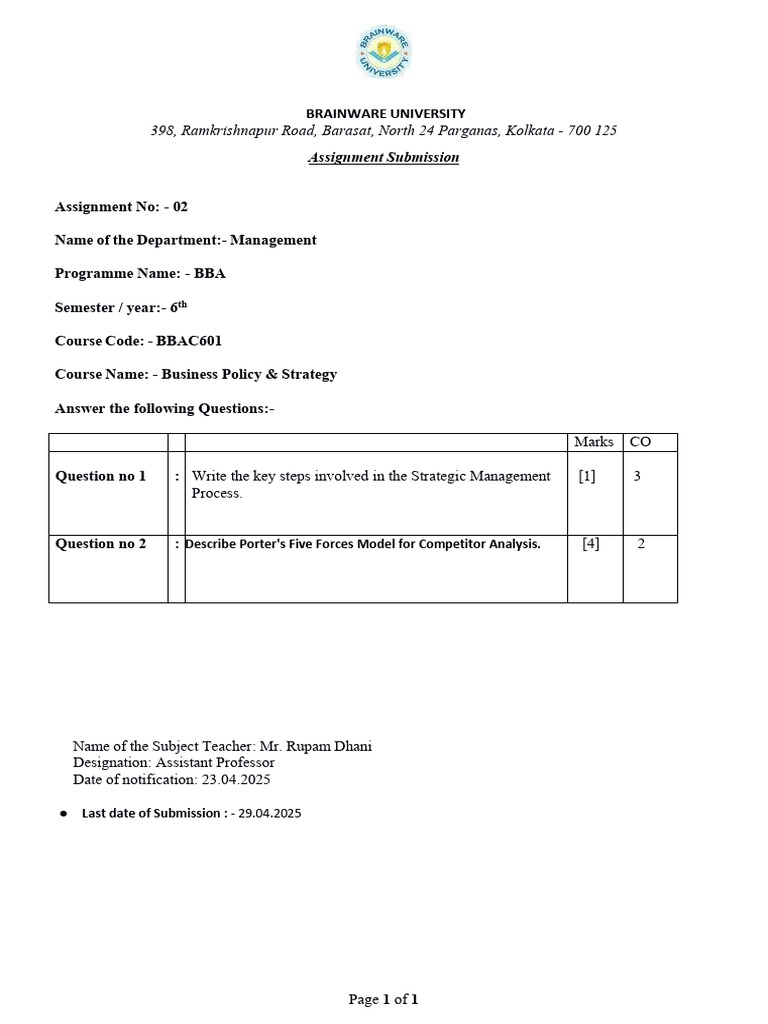 Assignment II BBAC601 | PDF