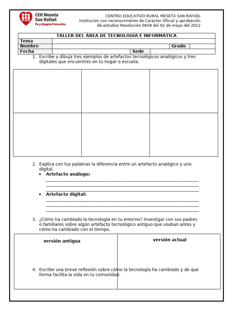 Taller Del Área de Tecnología e Informática 5° | PDF | Informática