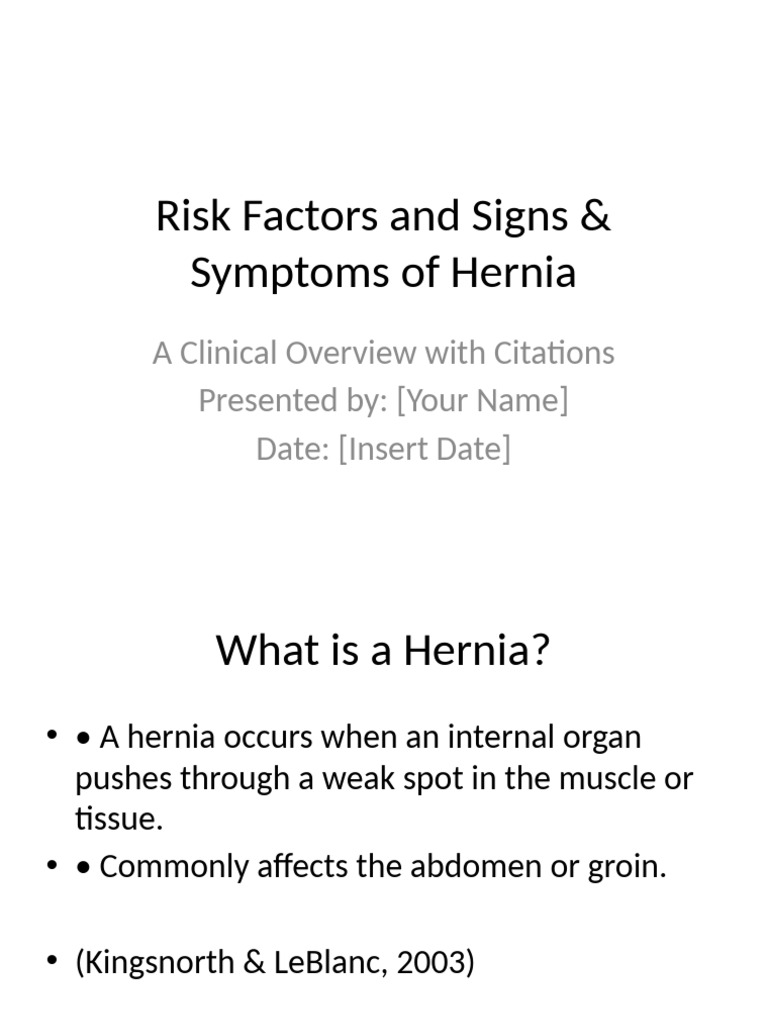 Hernia Risk Factors and Symptoms Presentation | PDF