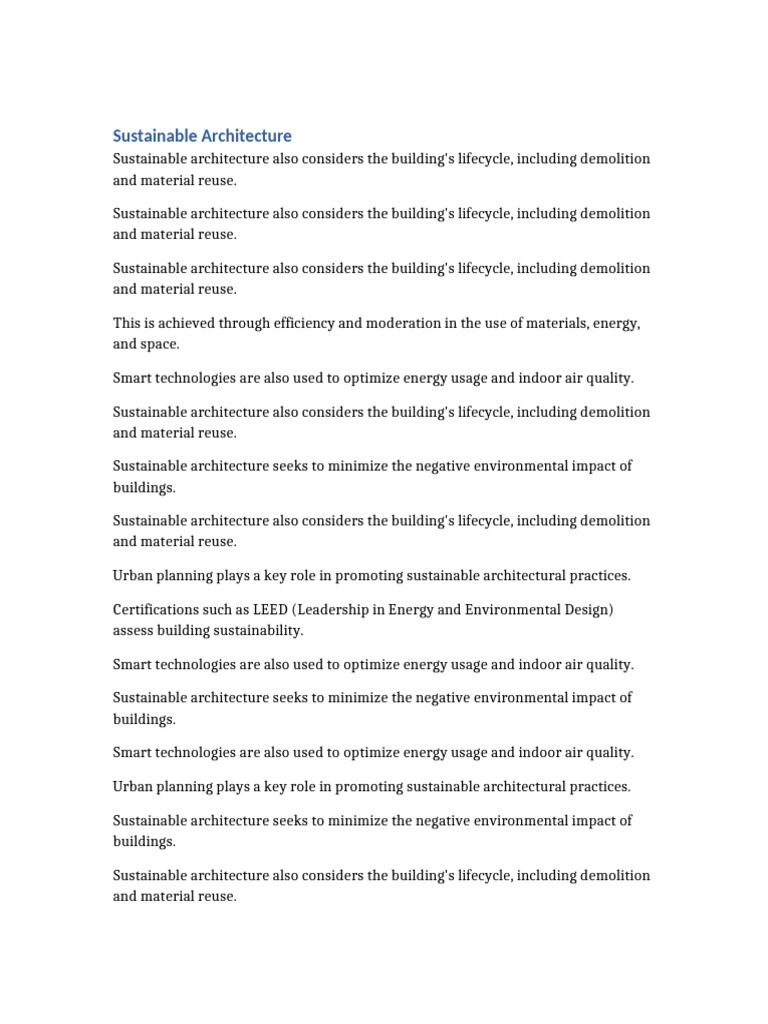 Sustainable Architecture 10pg | PDF | Sustainable Architecture | Green ...