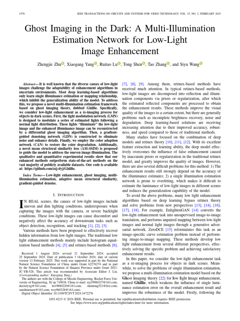 Ghost Imaging in The Dark A Multi-Illumination Estimation Network For ...