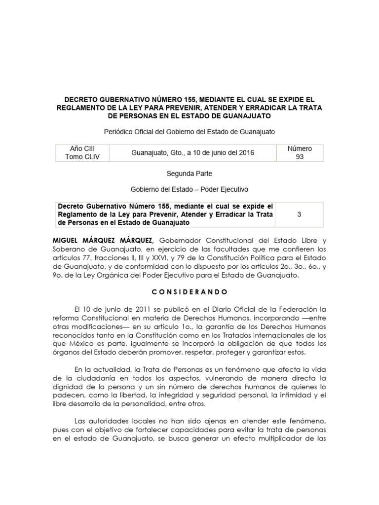 Reglamento de La Ley para Prevenir Atender y Erradicar La Trata de ...