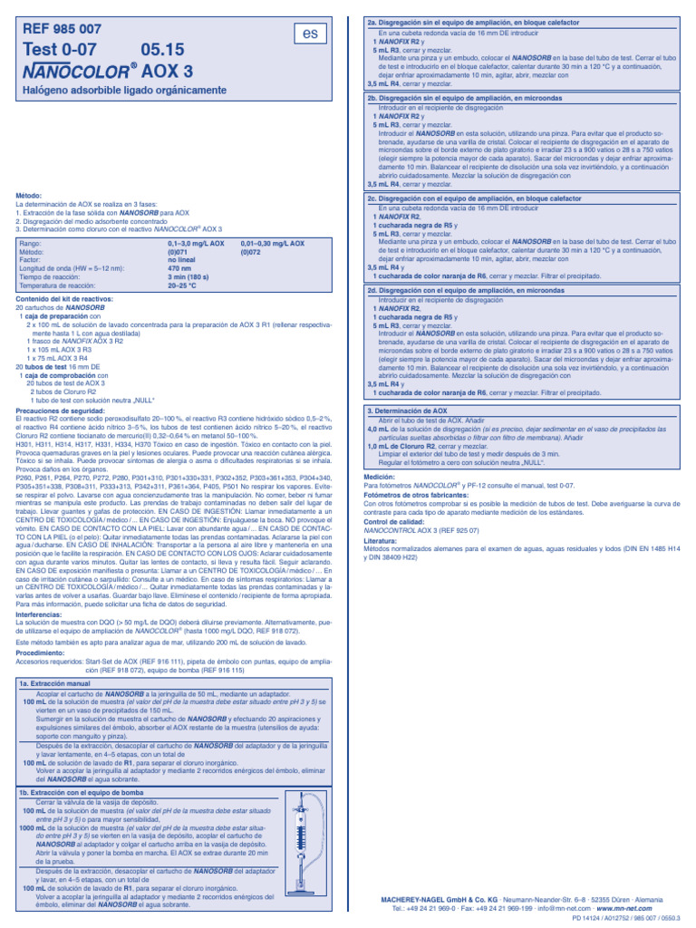 AOX3 Tube Test | PDF | Alergia | Química