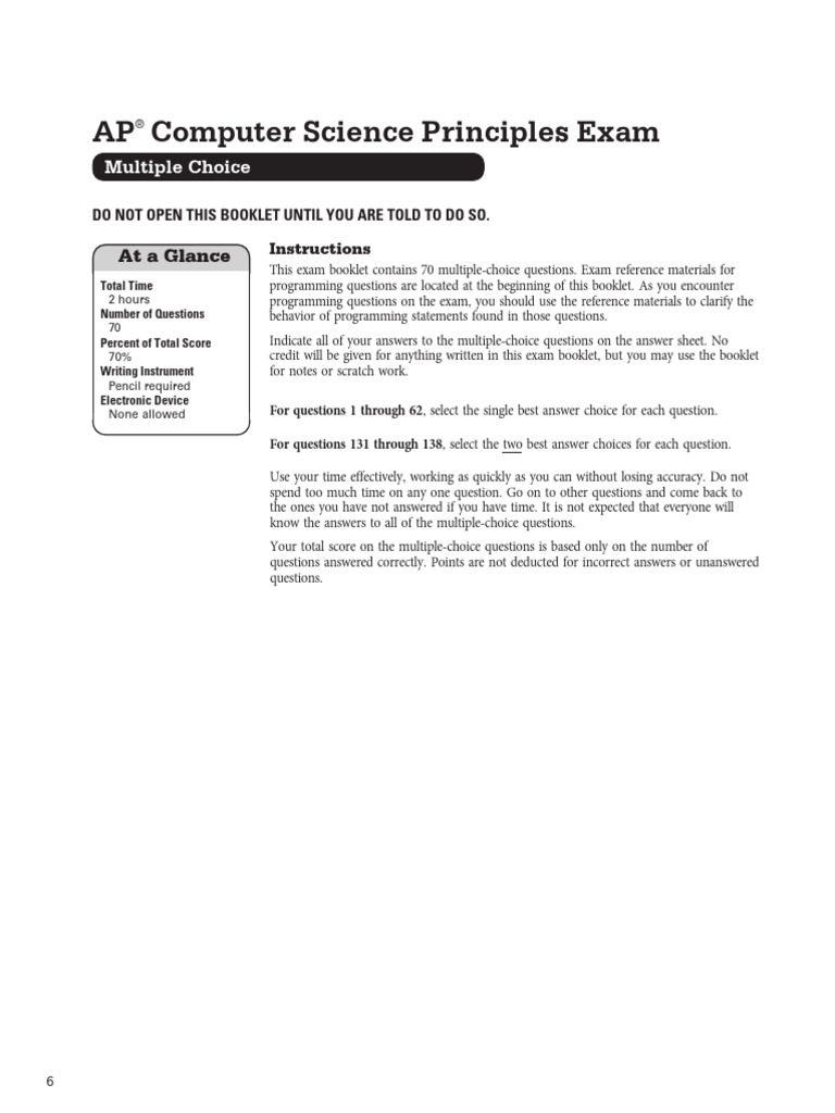 AP Computer Science Principles Practice Exam and Notes 2021QN | PDF ...