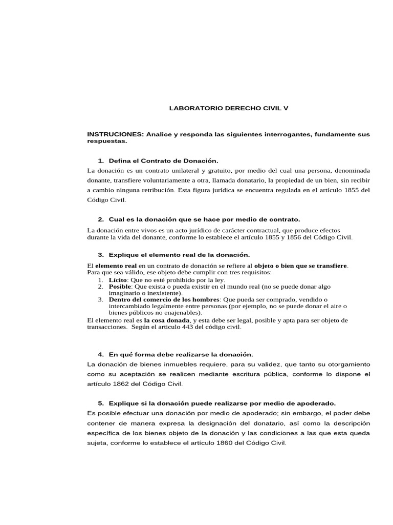 Contrato de Donación en Derecho Civil | PDF | Donación