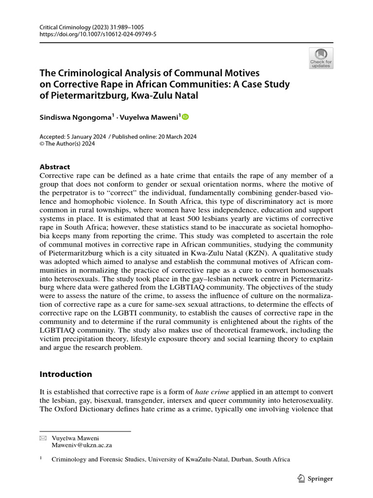 Understanding Corrective Rape Motives | PDF | Social Constructionism ...