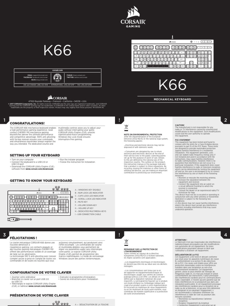 Clavier Mécanique CORSAIR K66: Guide d'Utilisation | PDF | Ingénierie ...
