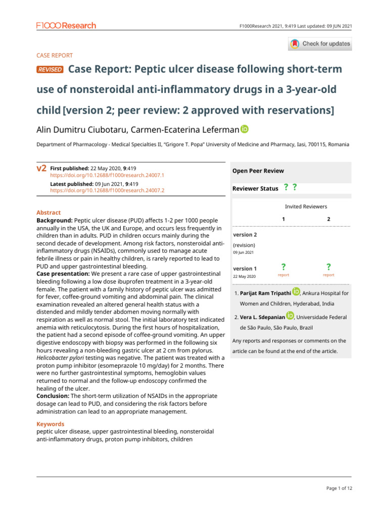 Peptic Ulcer in Child from NSAIDs Use | PDF | Nonsteroidal Anti ...