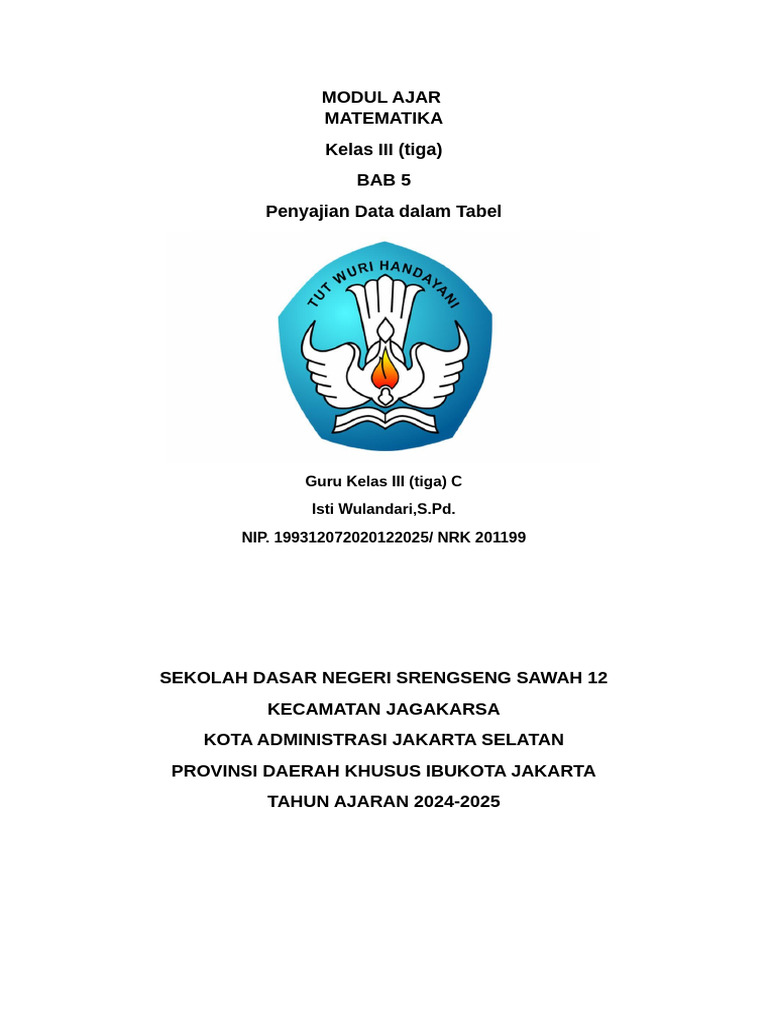 Modul Ajar Matematika Kelas 3 SD | PDF