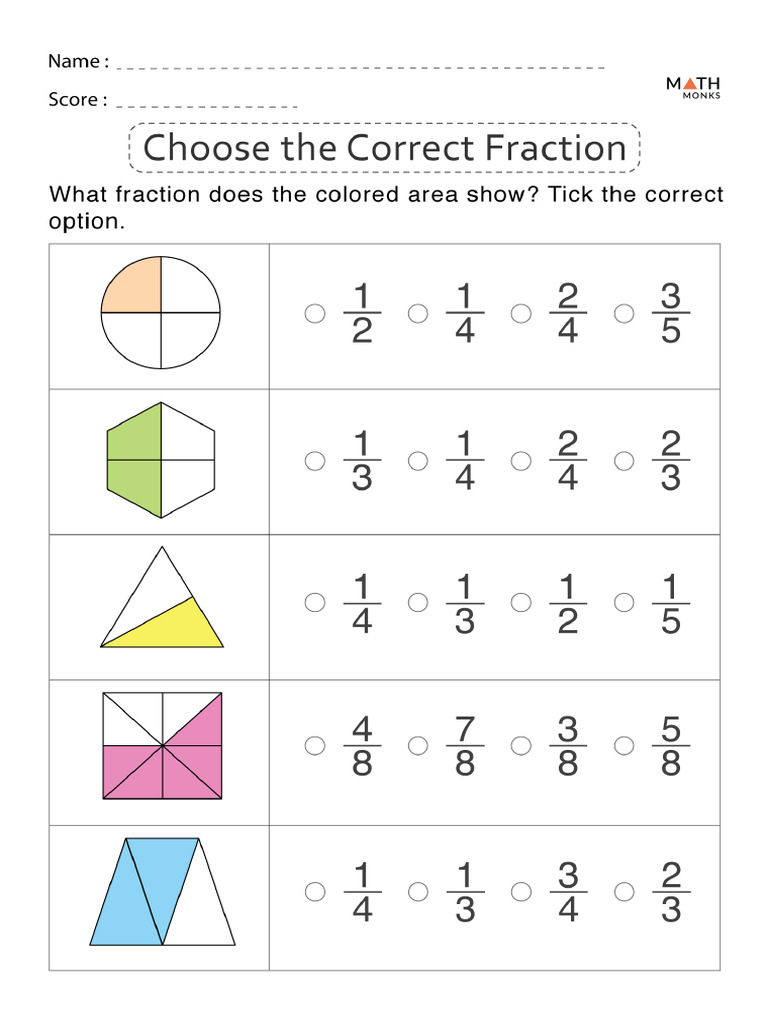 Fraction Worksheets For Grade 1 | PDF